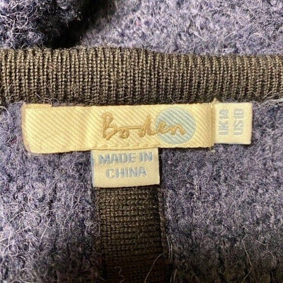Boden Navy & Black Boucle Sweater Jacket Cozy Winter Casual Wear Size 10 - Picture 8 of 9